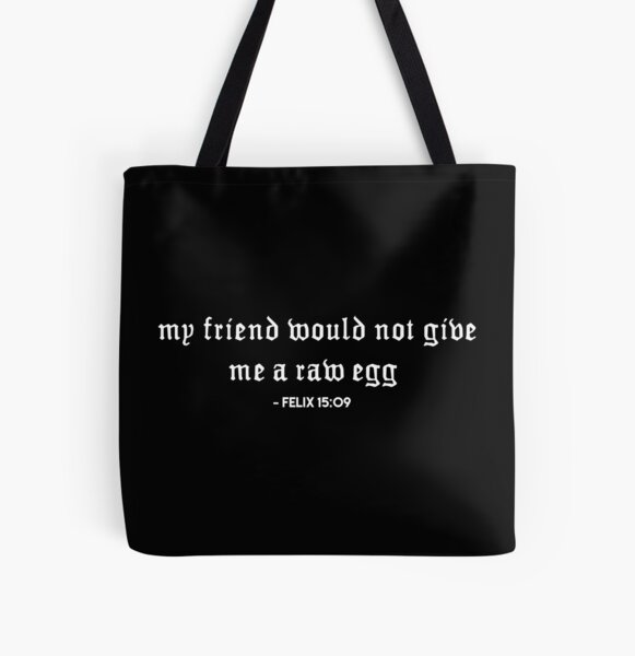 STRAY KIDS Felix's Raw Egg Bible Quote All Over Print Tote Bag RB1608 product Offical stray kids Merch