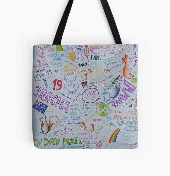 Stray Kids Iconic Moments Doodle All Over Print Tote Bag RB1608 product Offical stray kids Merch