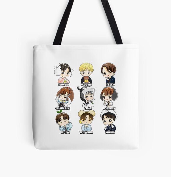KPOP STRAY KIDS CHIBI ALL MEMBERS All Over Print Tote Bag RB1608 product Offical stray kids Merch