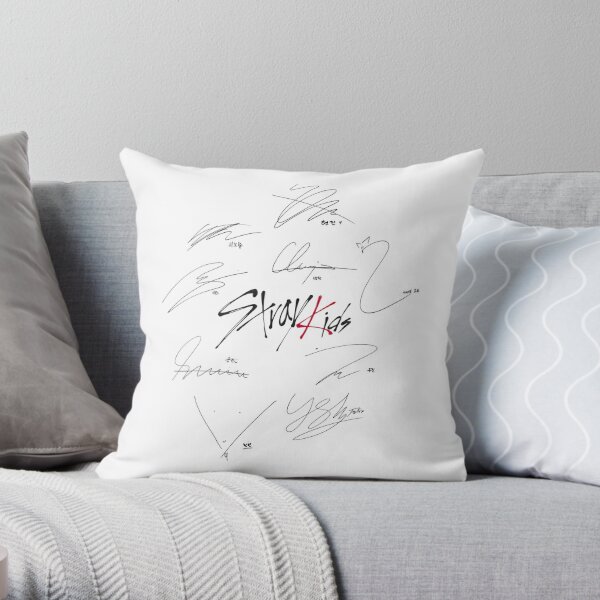 Stray Kids ot9 - Signatures (white) Throw Pillow RB1608 product Offical stray kids Merch