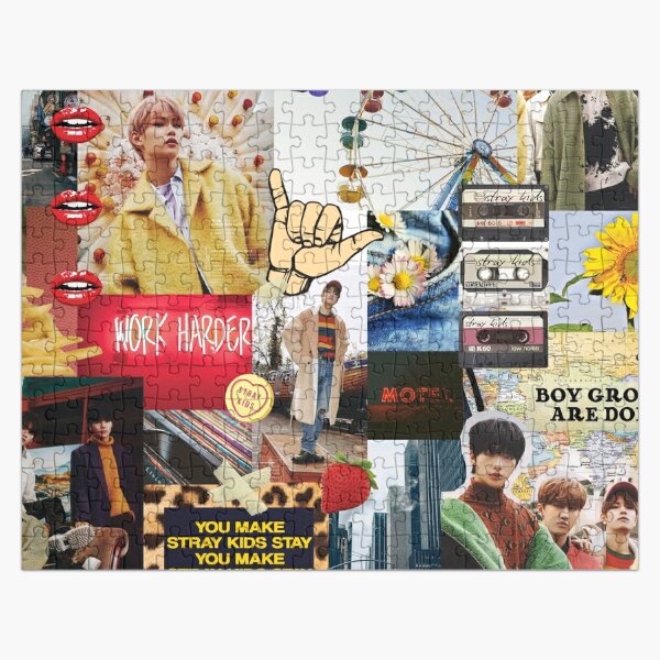 STRAY KIDS Collage AESTHETIC Retro Cool Kpop Quotes  Jigsaw Puzzle RB1608 product Offical stray kids Merch