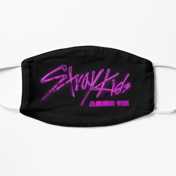 Stray Kids Logo Pink Neon Design with hangul(Korean) Flat Mask RB1608 product Offical stray kids Merch